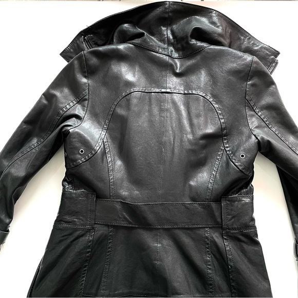 Michael Kors black leather coat jacket 
Size XS - Picture 3 of 6
